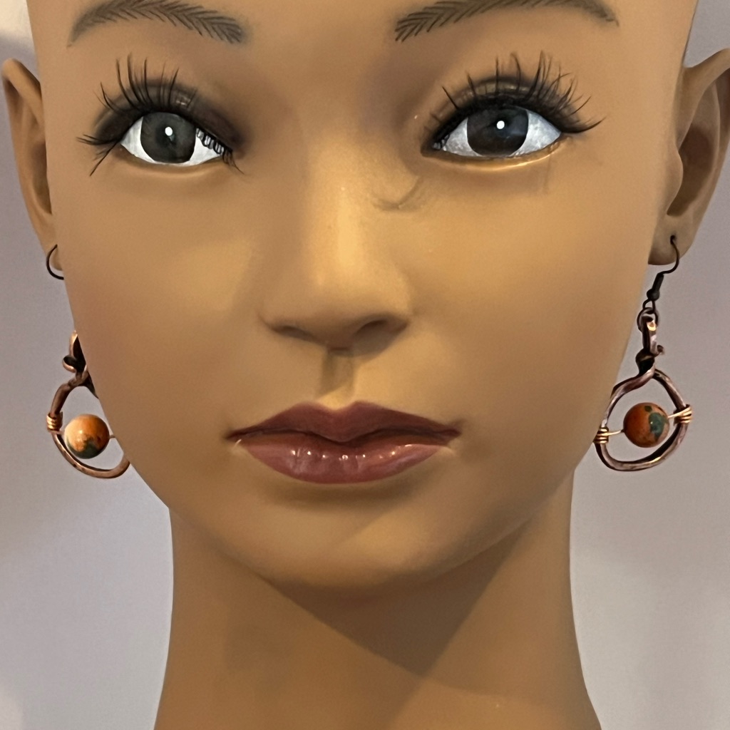 Chic Copper And Jasper Earrings